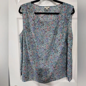 Talbots Woman Multicolored Paisley Print Sleeveless Blouse in Size 2X